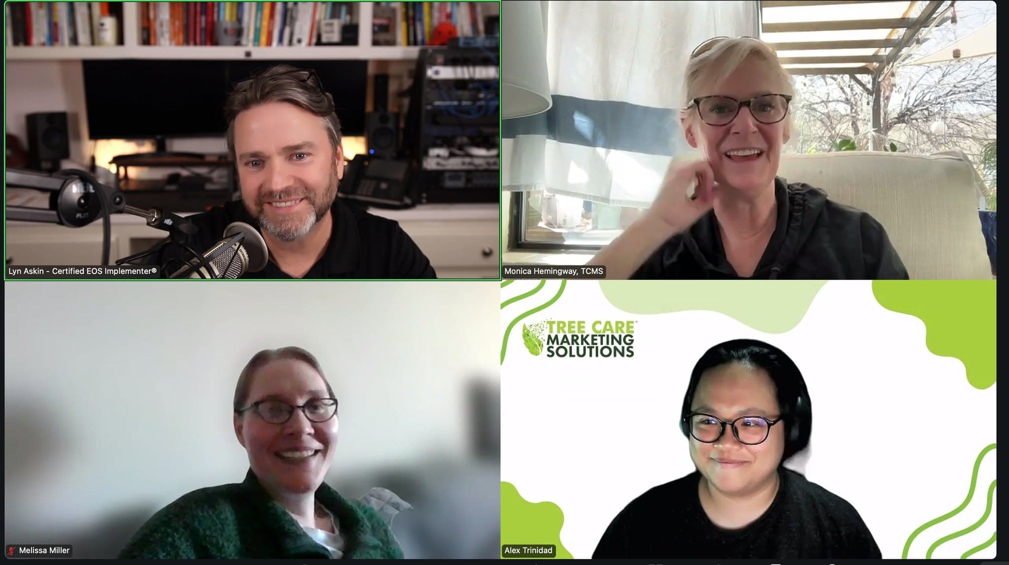 Lyn Askin in a virtual EOS session with the team at Tree Care Marketing Solutions